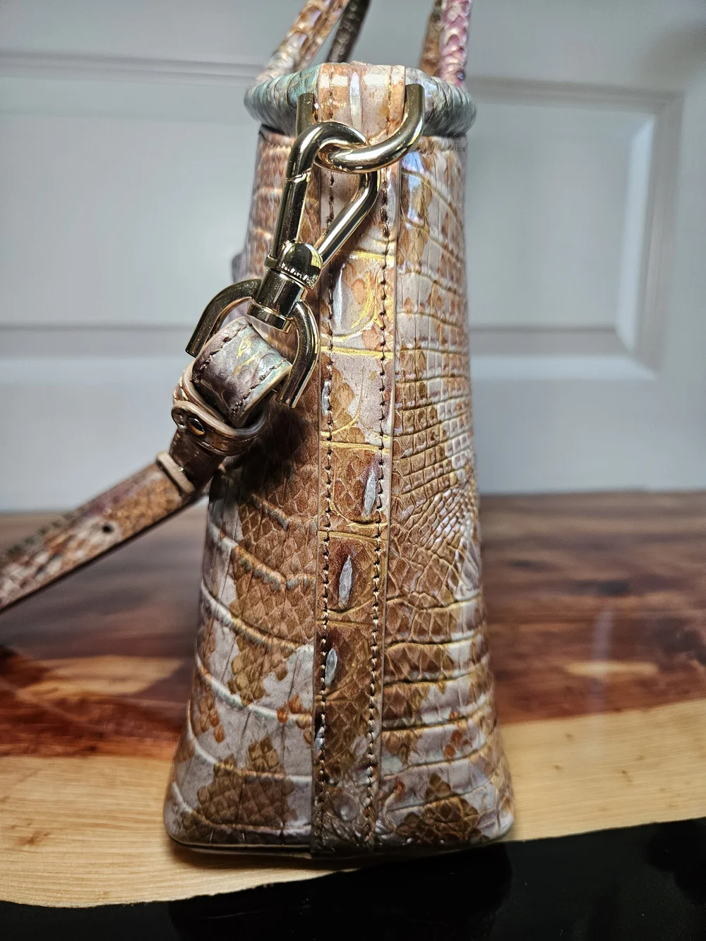 Brahmin Small Elaine Satchel + Matching Wallet | Truffle Python Ombre Melbourne